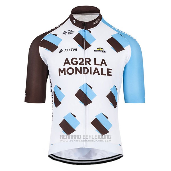 2017 Fahrradbekleidung Ag2r Braun und Wei Trikot Kurzarm und Tragerhose - zum Schließen ins Bild klicken